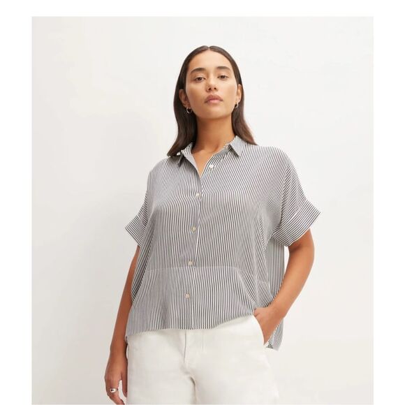 EVERLANE THE BOXY SHIRT IN WASHABLE SILK blouse - Picture 1 of 8